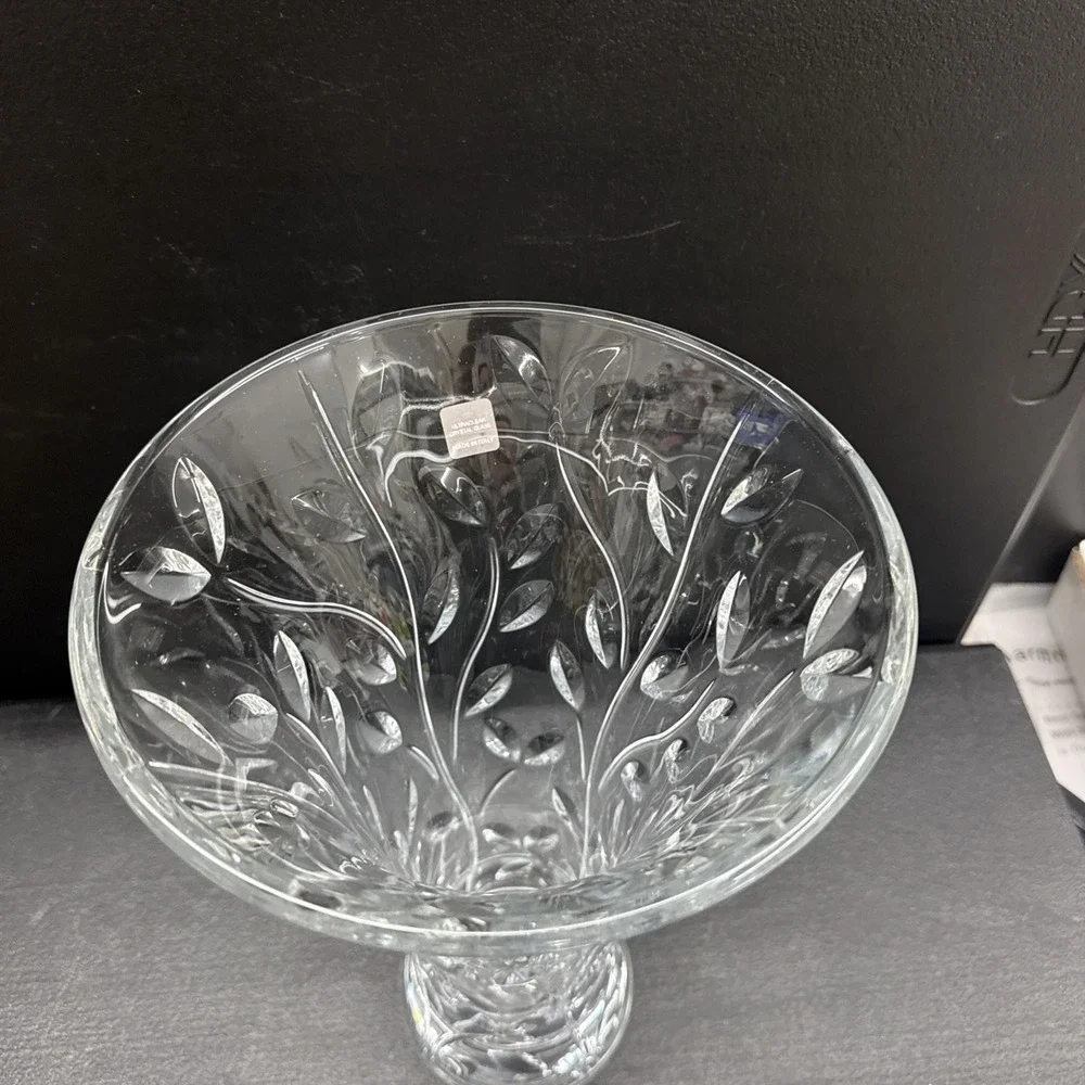 RCR Royal Crystal Rock Laurus Clear Lead Vase Made in Italy LARGE 12